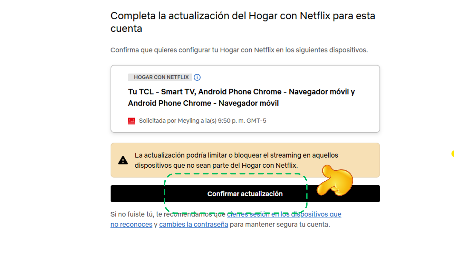 Código de validación en la página